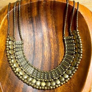 Lucky Brand Gold Three Strand Beaded Necklace